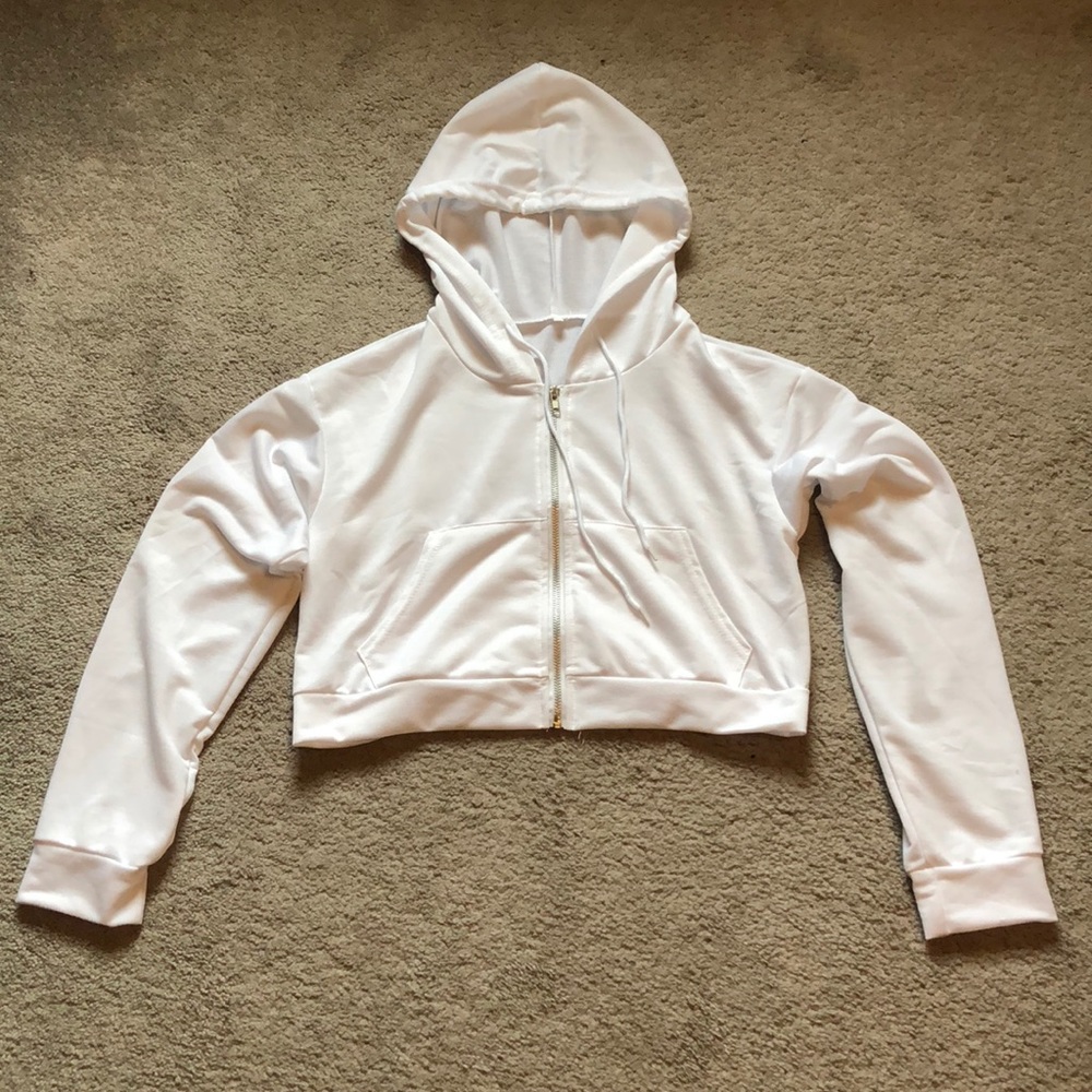 White cropped hoodie